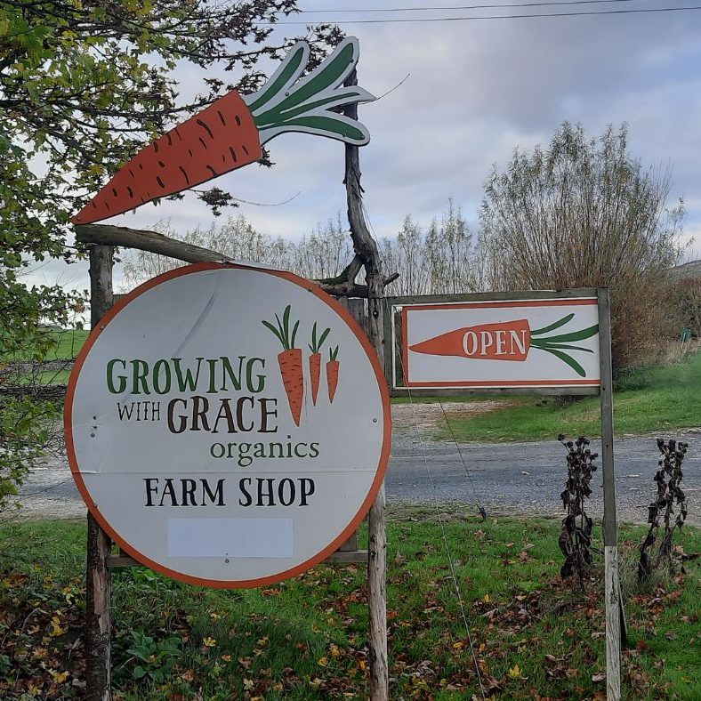 roadside shop sign at growing with grace