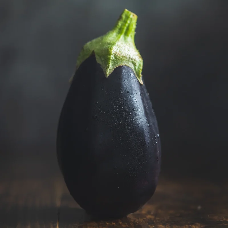 organic aubergine closeup from riverford